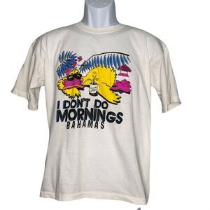 I Dont Do Mornings T Shirt Mens Size XL Vintage 90s Bahamas Coffee Single Stitch